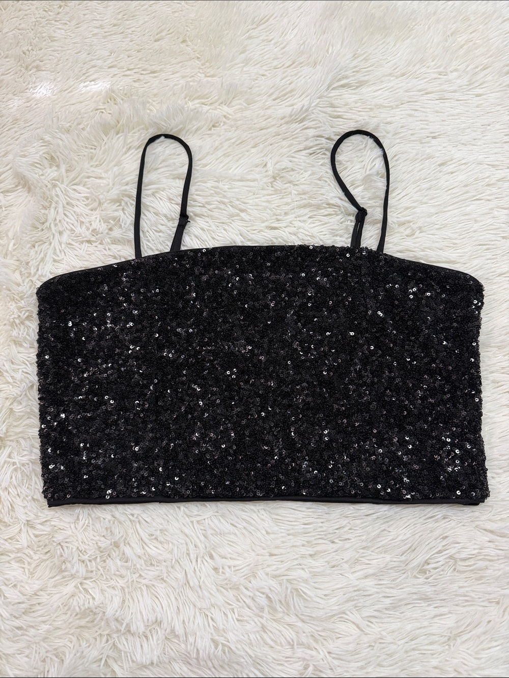 Express Black Sequin Cropped Cami